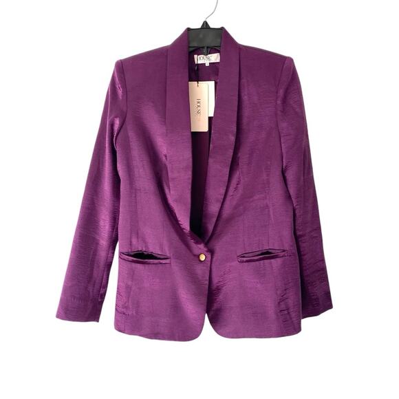 House of CB Deep Purple NWTs Shiny Satin Blazer Jacket size medium - Picture 1 of 7